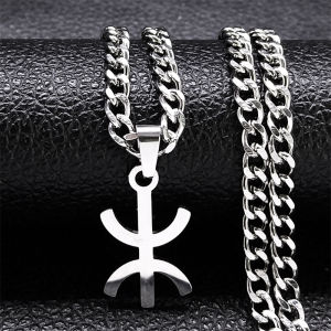 Hip Hop Africa Berbers Symbol Pendant Necklaces for Women Men Stainless Steel African Berber Kabyle Style Necklace Jewelry N1730