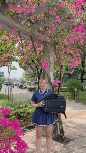 Cặp học sinh đa năng đeo chéo balo 17 inch chất Dù Xốp Thái viền da Kẹp lề cao cấp H1hn78791 {Hình thật}