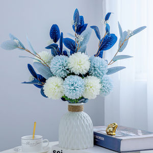 Bình Hoa Gốm Sứ Để Bàn Kiểu Jianmei Địa Trung Hải Đồ Trang Trí Bộ Hoa Cẩm Tú Cầu Lá Bạch Đàn Bạch Đàn