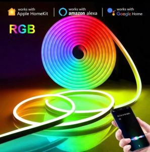 PAKET LAMPU NEON FLEX RUNNING LED REMOTE 5M RGB LAMPU WARNA WARNI LED RUNNING MAGIC 5 METER LAMPU HIAS DECORASI DEKORASI APP CONTROL SENSOR + ADAPTOR KUALITAS TERJAMIN