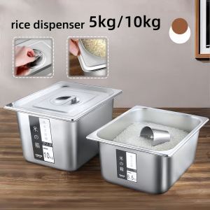 stainless rice container storage dispenser 10 kilos/10kg kilos Large  jars with lid airtight food container rice box storage rice bucket rice dispenser made of metal