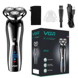 VGR | VGR Wet Dry Electric Shaver For Men Rotary Beard Electric Razor Shaving Machine Grooming Kit Rechargeable LCD Display