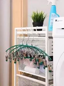 Leego hanger baju stainless steel clothes hanger 10 Clips 4 colors