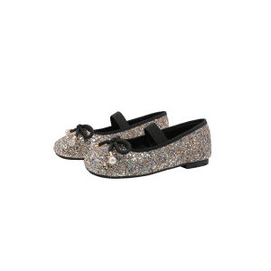 Girls Elastic Strap Crystal Shine Soft Bottom Single Shoes Spring Autumn New Style Parent-Child Princess Shoes Childrens Footwear