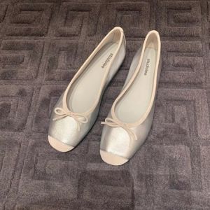 IELGY Round toe shallow bow flat ballet shoes silk single shoes women