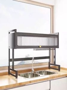 JSF Dish Cabinet Rack Sink Rack Drain Rack With Cabinet Door Multi-functional Kitchen Organizer