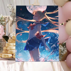 Bandai | DIY Sailor Moon Silhouette Giant Moon Fantasy Sky Style Diamond Painting Mosaic Handmade Art Exquisite Wall Decoration