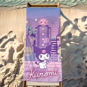 Sanrio | Khăn Tắm Đi Biển Nhẹ Nhàng Dễ Thương K-Kuromi Dành Cho Bể Bơi Cắm Trại Du Thuyền - Khăn Polyester Nhanh Khô Thân Thiện Với Da