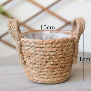 Dirty Clothes Basket Fancy Woven Basket Straw Woven Cover Basket Large Woven Basket Straw Woven Ins Plant Rattan Woven Storage Basket