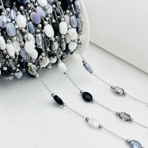 Colorful Crystal Chain Necklace Bracelet Stainless Steel Oval Tassel DIY Accessories for Clothing Titanium Steel Fashion Jewelry