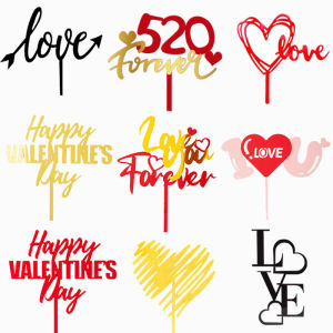 Valentines Day Acrylic Cake Decoration Heart Shaped Couple Confession Festival Greetings Cake Accessories Ornament Plug-ins