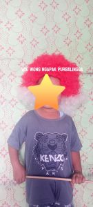 Wig Kribo Merah Putih