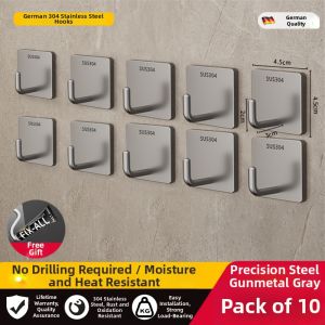 FAJIENUO | Heavy Duty Adhesive Stainless Steel 304 Hook Easy Installation No Drilling