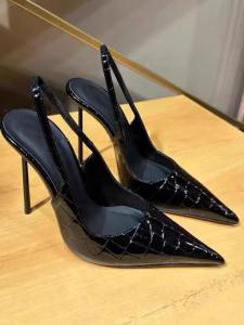 Giày Cao Gót Đế Xuồng Hở Mũi Họa Tiết Đá Kiểu Pháp Cho Nữ Giày Cao Gót Mũi Nhọn Gợi Cảm Giày Đơn Đế Mỏng Hở Phía Sau