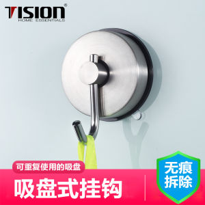 Stainless Steel Suction Cup Hook No Drilling Bathroom Traceless Strong Adhesive Vacuum Glass Hook for Kitchen And Bathroom