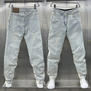 Quần Jeans Nam Mùa Hè Thời Trang Phong Cách Harajuku Quần Ống Thẳng Chín Phần Co Giãn Quần Thường Ngày Cạp Thấp Quần Jeans