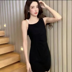 2023 New Pearl Strap Dress Women Summer Skirts French Elegance Slimming Fashion Short Skirt Polyester Fabric Ball Lady Style