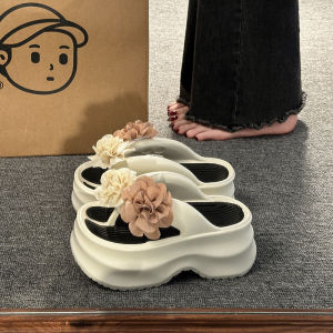 Thick Bottom Sandals Womens Summer New Flower Beach Shoes Buckle Foot Slippers Outdoor Wear Comfortable Slip-On Casual Flats