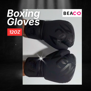 BEACO Lightweight PU Leather Black Boxing Gloves for Adults | Men & Women | 10oz 12oz 14oz | 1 Pair Training Gear