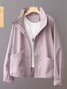Elegant Loose Fitting Purple Jacket Outerwear