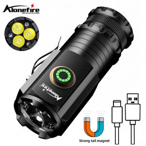 AloneFire X23 Super Bright Mini Outdoor LED Flashlight 3LED Portable USB C Rechargeable Pen Lights Holder And Tail Magnet