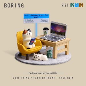 Cute Worker Cat Desk Decor
