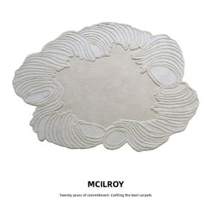 Custom Creamy French Aesthetic Minimalist Wool Carpet