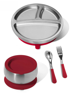 Avanchy Stainless Steel Baby Bowl Child Feeding Dish Training Plate Suction Cup Baby Feeding Utensils Toddler Meal Time