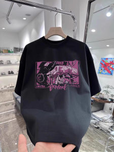 Áo Thun Nam Tay Ngắn in Họa Tiết Hoạt Hình Phong Cách Hip Hop Cổ Tròn Rộng Rãi Cotton 100% Thường Ngày Mùa Hè