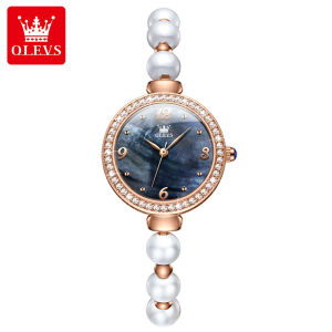OLEVS Ladies Watch Pearl Bracelet Strap Casual Original Quartz Movement High Hardness Coated Mirror 30m Waterproof