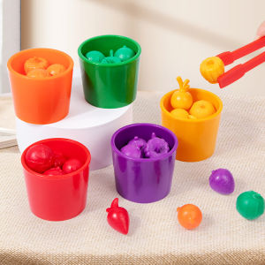 Fruit Color Matching Cups Fruit Sorter Cups Educational Toys Montessori Color Cognition Matching Fine Motor Training