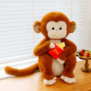 QIAOSHANG | Cute Girl Style Monkey Hugging French Fries Plush Toy