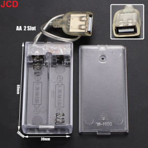 JCD 1pc DC5.5*2.5mm USB Socket AA Clear Battery Box Case With Cover ON/OF Switch 2/3/4 Slot AA Battery Holder Storage Case