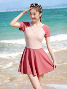 Barbie | Conservative Slimming One-piece Dress Style Sport Swimsuit