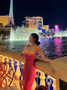 ชุดเดรสยาวสายเดี่ยวผ้าลูกไม้สไตล์สาวฮอต Pure Desire สำหรับผู้หญิง ชุดราตรีสำหรับงานวันเกิด ชุดเดรสยาวเอวสูงเข้ารูป