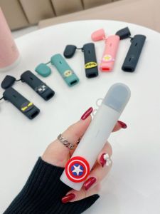Cartoon Silicone Protective Case New Fruit Label Trendy Style Soft Shell Green Feather Design for Electronic Cigarette Storage