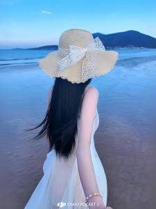 French Lace Butterfly Knot Straw Hat Women Summer Beach Sweet Travel Beach Holiday Sun Hat Sunscreen Anti-UV Hat