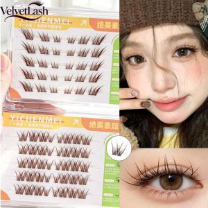 VelvetLash【Local Stock】5 Rows Brown Fox Eye DIY Eyelash Segmented False Eyelash Glue Free Extensions Lash Long-lasting Curling Lazy Single Cluster Eyelashes