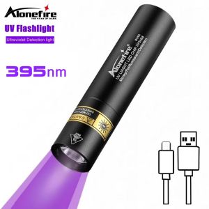 365/395nm High Bright UV Flashlight USB Rechargeable Torch Pet Urine Cat Tinea Marker Money Ore Scorpion Leakage Detection Lamp