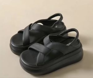Dép Nữ Đế Xuồng Kiểu Mây Sang Trọng Quai Chéo Đế Dày Thoải Mái Khi Đi Bộ Kiểu Mules Không Gót Mùa Hè Phong Cách Giản Dị