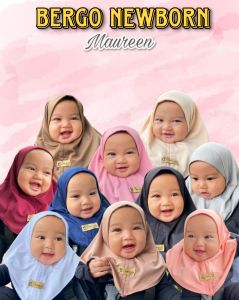 HIJAB BERGO BAYI NEWBORN MAURIN 0-12 BULAN DESMONDA HIJAB SIMPLE INSTAN TANPA TALI