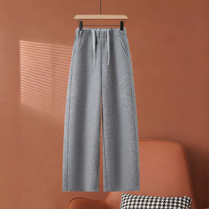 MEITESIJIAONU | Grey Wool Blend Straight Leg Casual Trousers