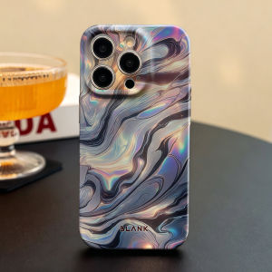 Iridescent Marble Swirl For iPhone 17 16 15 14 13 Pro Max Air 17e Hard tpu Bumper Cover Coque Case Blank