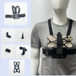 Adjustable Phone Clip Holder With Chest Strap Fixation Bracket for Sport Camera Mobile Phone Camera