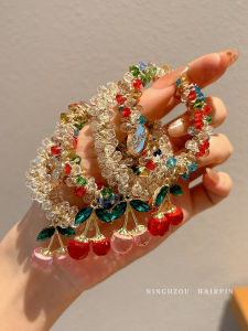 NING ZHOU | Colorful Crystal Cherry Headband & Bracelet