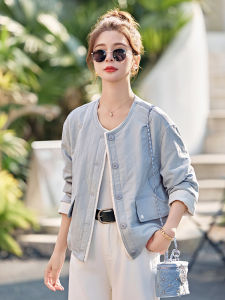 Casual Short Outerwear Womens Loose Style 2025 Spring New Arrival Fragrance Style Baseball Jacket Top Button Pocket Design