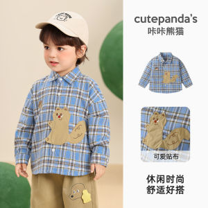 Thickened Long Sleeve Baby Shirt Children Thin Outerwear Autumn Spring Boys Girls Shirt Baby Top Casual Style Plaid Pattern Single Button Closure