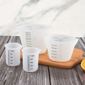 1PC Food Grade Silicone Measuring Cup with Clear Scale Non-stick Durable Kitchen Measuring Tools for DIY Cake Making