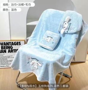 Sanrio Kuromi Cinnamoroll Bath/ Face /Hair Shower Cap Towel 3pcs Set