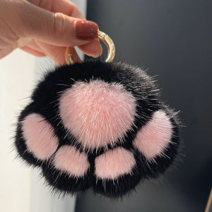 Lovely Fluffy Cat Paw Keychain Fur Hair Pompon Keychain For Women Girls Cute Animal Paw Pendant Key Ring On Bag Car Trinket